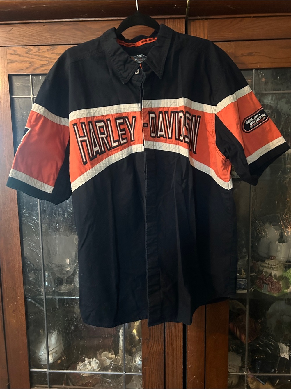 Harley-Davidson Black and Orange Short-Sleeve Racing Shirt